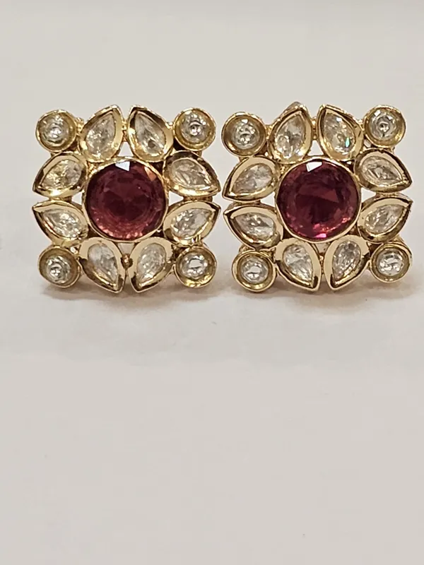 Ruby_And_Gold_Brass_Premium_And_Trendy_Stud_Earrings_For_Women