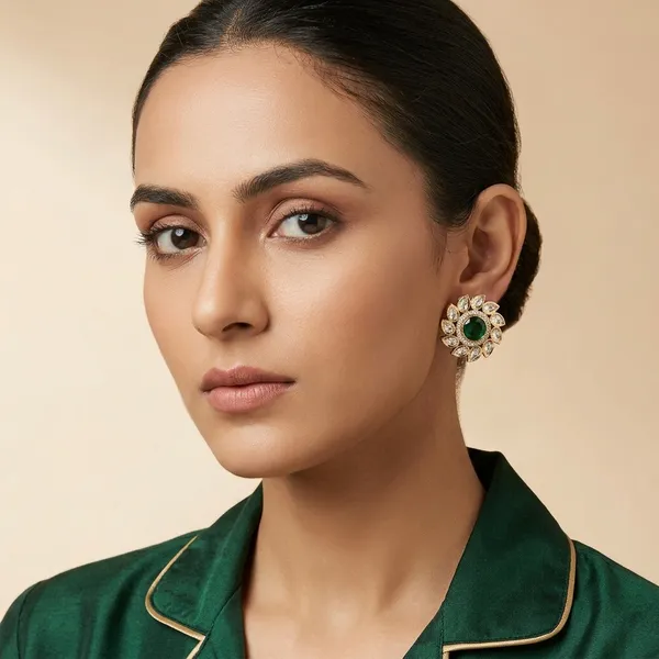 Gold_And_Green_Brass_Premium_And_Trendy_Stud_Earrings_For_Women
