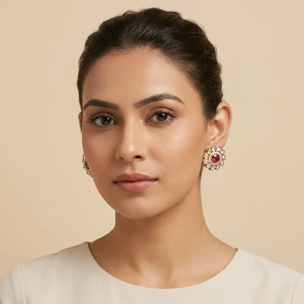 Ruby_And_Gold_Brass_Premium_And_Trendy_Stud_Earrings_For_Women