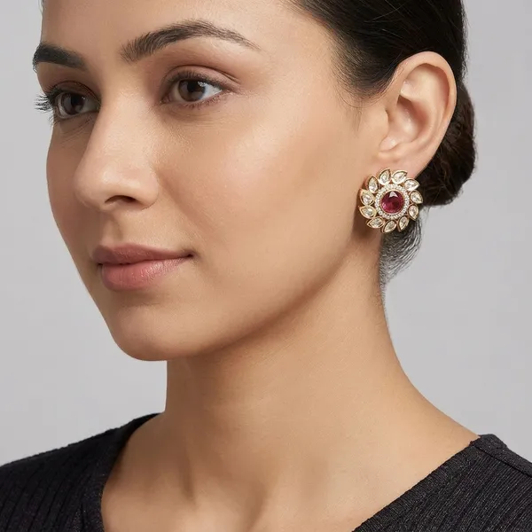 Ruby_And_Gold_Brass_Premium_And_Trendy_Stud_Earrings_For_Women