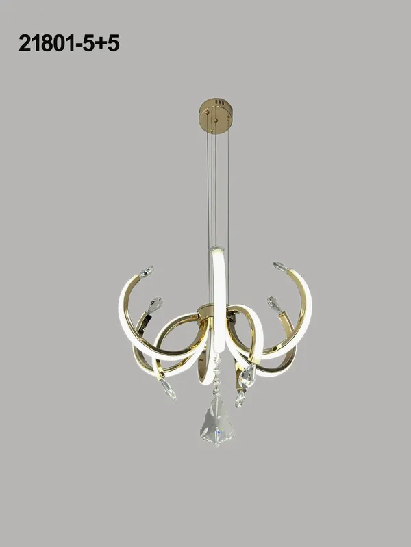 Metal_Profile_Modern_Curved_Gold_Dining_Chandelier