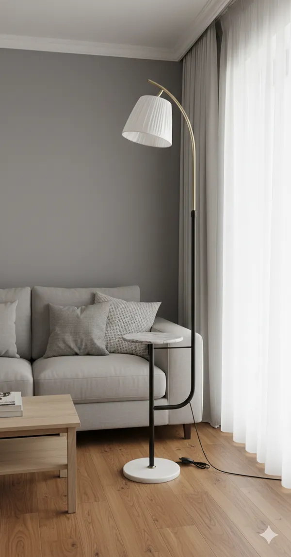 Marble_Fabric_Modern_Arc_White_Pleated_Shade_Floor_Lamp