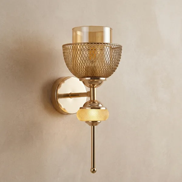 Glass_Metal_French_Gold_Vintage_Amber_Wall_Light