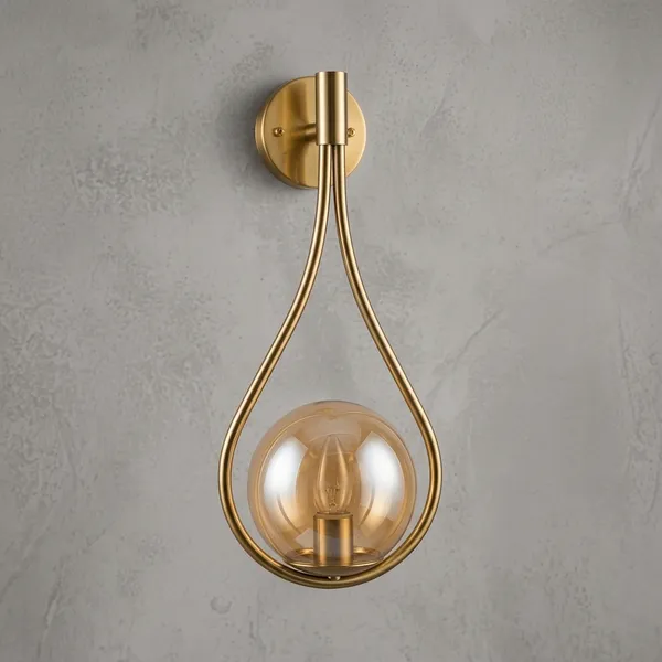 Metal_Glass_Modern_Teardrop_Gold_Amber_Shade_Wall_Sconce