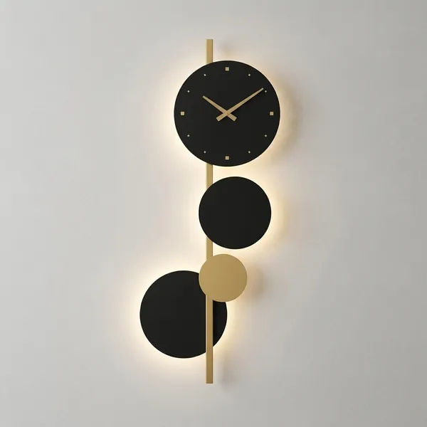 Metal_Black_Gold_Circular_Disc_Wall_Clock