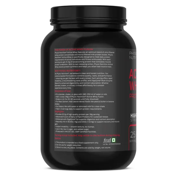 Physic_Nutrition_Active_Whey_Protein_Powder_-_1Kg_|_Zero_Added_Sugar_|_Fast_Muscle_Recovery_|_25_Servings|_Chocolate_Flavour