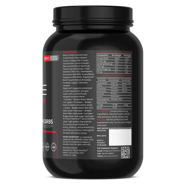 Physic_Nutrition_Active_Whey_Protein_Powder_-_1Kg_|_Zero_Added_Sugar_|_Fast_Muscle_Recovery_|_25_Servings|_Chocolate_Flavour