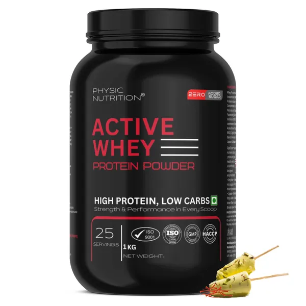 Physic_Nutrition_Active_Whey_Protein_Powder_-_1Kg_|_Zero_Added_Sugar_|_Fast_Muscle_Recovery_|25_Servings_|_Kesar_Kulfi_Flavour