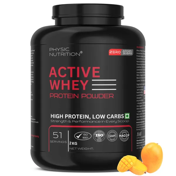 Physic_Nutrition_Active_Whey_Protein_Powder_-_2Kg_|_Zero_Added_Sugar_|_Fast_Muscle_Recovery_|_51_Servings_|_Mango_Flavour
