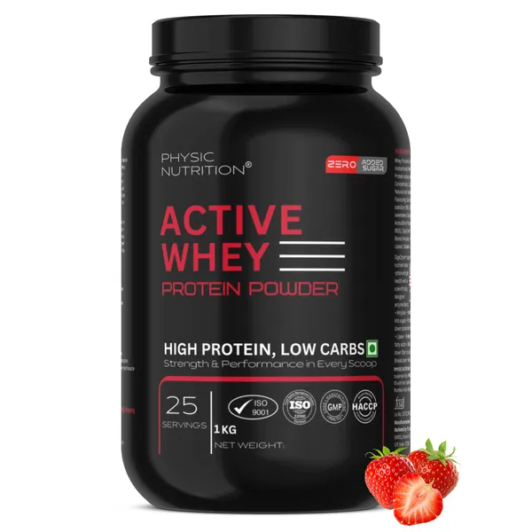 Physic_Nutrition_Active_Whey_Protein_Powder_-_1Kg_|_Zero_Added_Sugar_|_Fast_Muscle_Recovery_|25_Servings|_Strawberry_Flavour