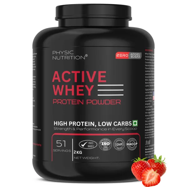 Physic_Nutrition_Active_Whey_Protein_Powder_-_2Kg_|_Zero_Added_Sugar_|_Fast_Muscle_Recovery_|_51_Servings_|_Strawberry_Flavour