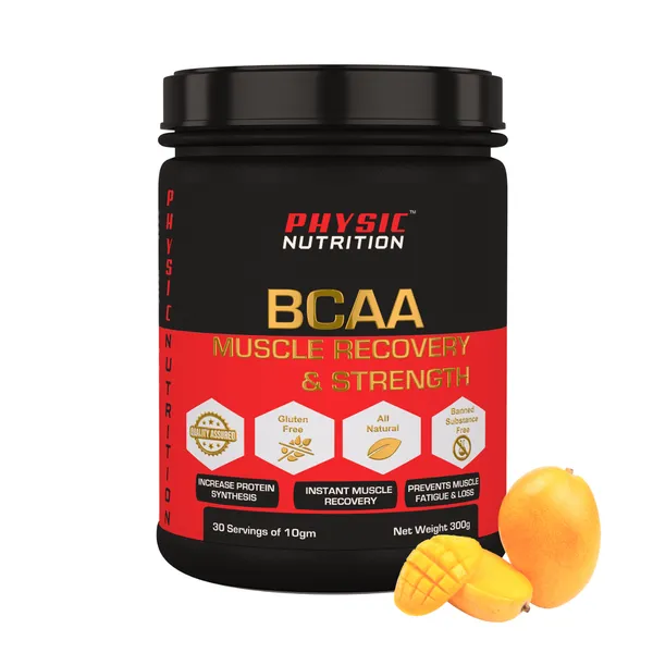 Physic_Nutrition_Bcaa_-_300G_|_30_Servings|_For_Muscle_Recovery_And_Strength_|_Supports_Endurance_And_Protein_Synthesis_|_Mango_Flavour