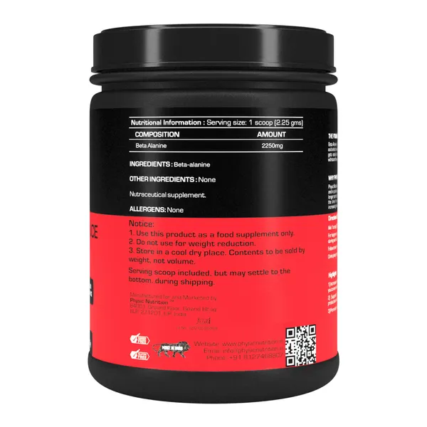 Physic_Nutrition_Beta_Alanine_Powder_100G_|_2.25G_Per_Serving_|_44_Servings_|_Endurance_And_Performance_Support_|_Delays_Muscle_Fatigue_|_Unflavoured