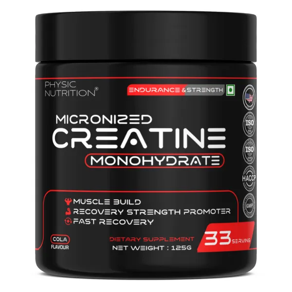 Physic_Nutrition_Micronized_Creatine_Monohydrate_-_125G_|_Cola_|_33_Servings_|_Muscle_Strength,_Endurance_And_Recovery_Booster