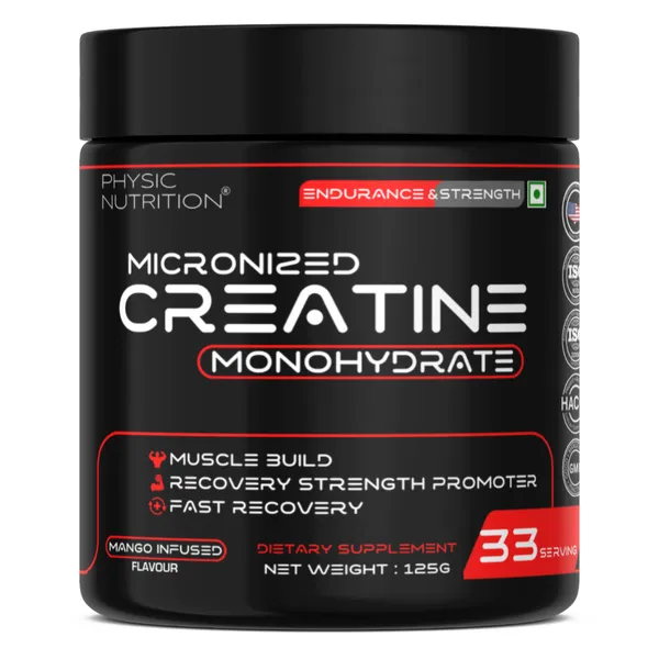 Physic_Nutrition_Micronized_Creatine_Monohydrate_-_125G_|_Mango_|_33_Servings_|_Muscle_Strength,_Endurance_And_Recovery_Booster