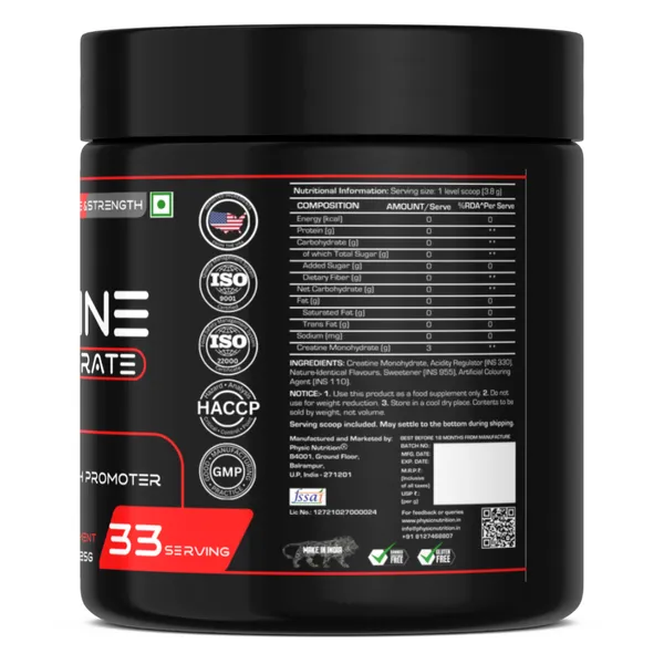 Physic_Nutrition_Micronized_Creatine_Monohydrate_-_125G_|_Mango_|_33_Servings_|_Muscle_Strength,_Endurance_And_Recovery_Booster