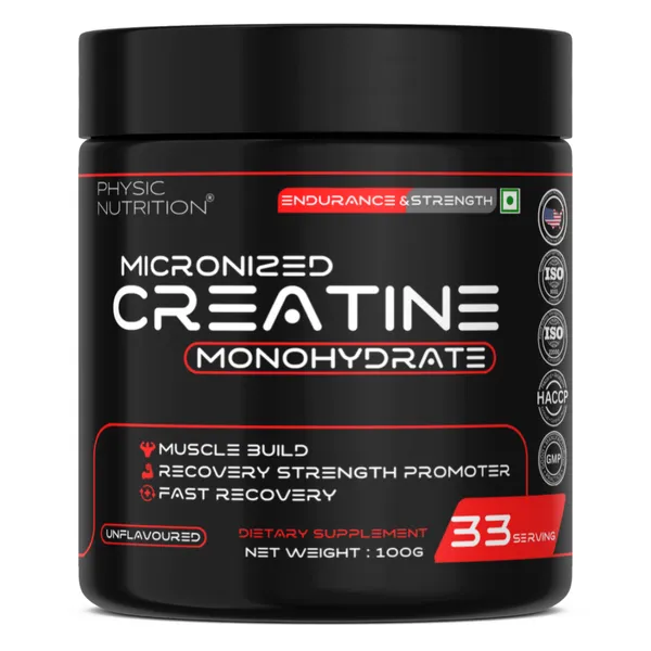 Physic_Nutrition_Micronized_Creatine_Monohydrate_-_100G_|_Unflavoured_|_33_Servings_|_Muscle_Strength,_Endurance_And_Recovery_Booster