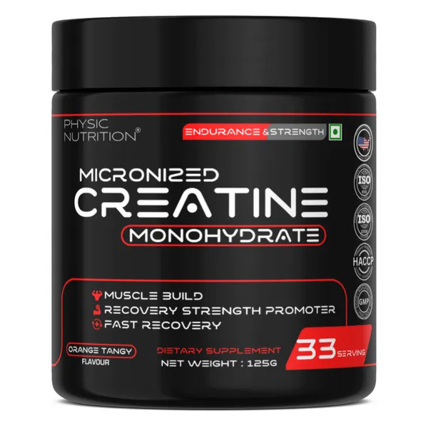Physic_Nutrition_Micronized_Creatine_Monohydrate_-_125G_|_Orange_Tangy_|_33_Servings_|_Muscle_Strength,_Endurance_And_Recovery_Booster