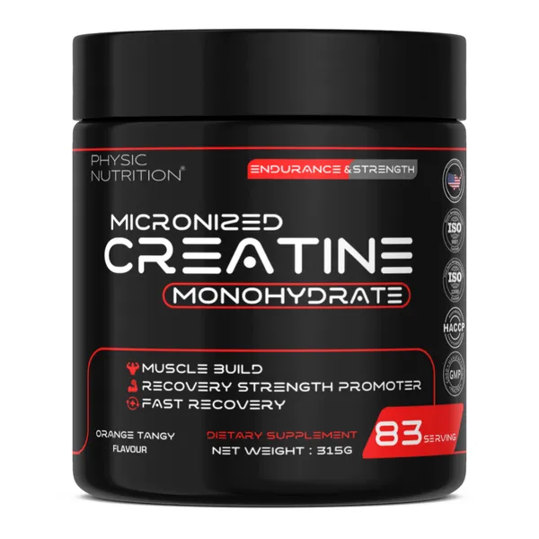 Physic_Nutrition_Micronized_Creatine_Monohydrate_-_315G_|_Orange_Tangy_|_83_Servings_|_Muscle_Strength,_Endurance_And_Recovery_Booster