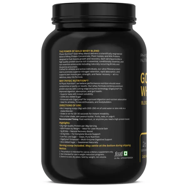 Physic_Nutrition_Gold_Whey_Protein_Blend_-_1Kg_|_Zero_Added_Sugar_|_24G_Protein_Per_Serving_|_Mango_Flavour