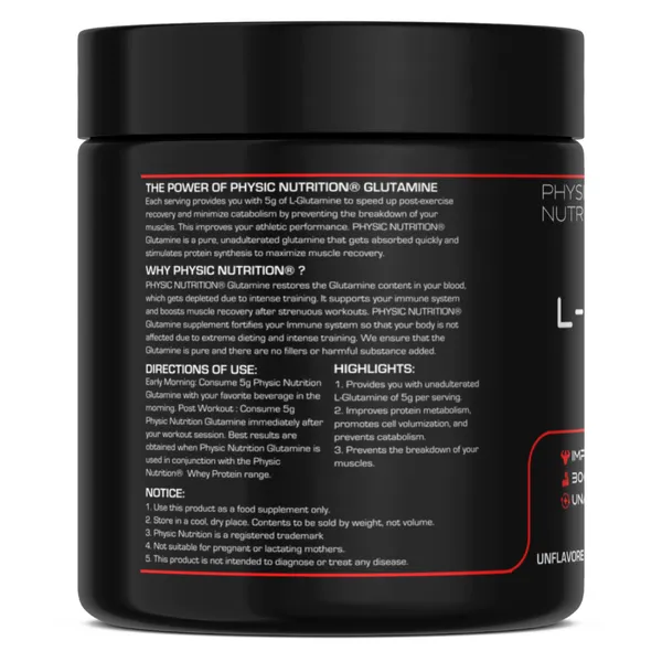 Physic_Nutrition_L-Glutamine_Powder_-_200G_|_Muscle_Recovery_Support_|_40_Servings_|_Unflavored_|_Dietary_Supplement