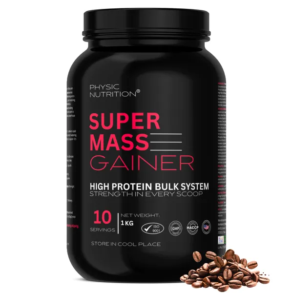 Physic_Nutrition_Super_Mass_Gainer_-_1Kg_|_High_Protein_Bulk_System_|_10_Servings_|_Coffee_Flavour