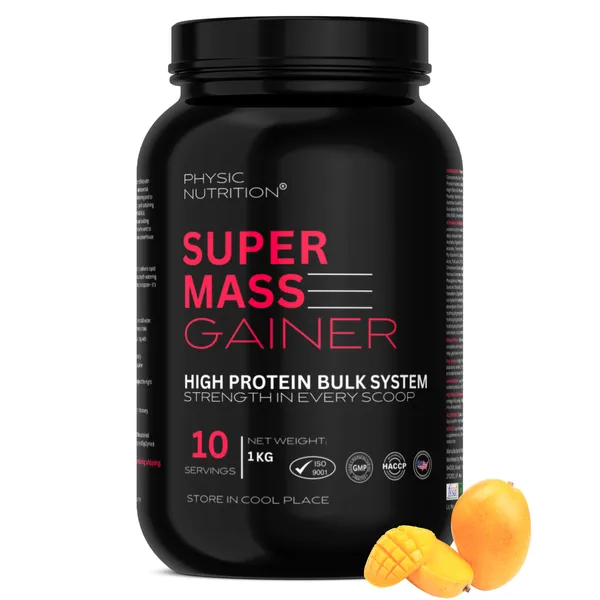 Physic_Nutrition_Super_Mass_Gainer_-_1Kg_|_High_Protein_Bulk_System_|_10_Servings_|_Mango_Flavour