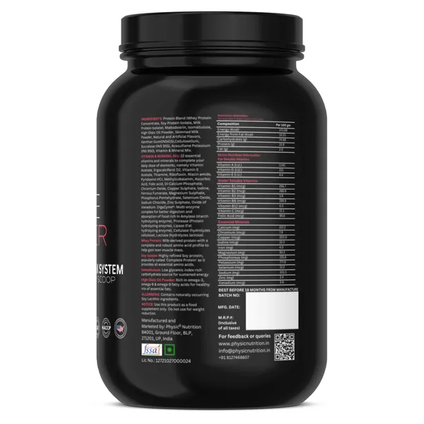 Physic_Nutrition_Super_Mass_Gainer_-_1Kg_|_High_Protein_Bulk_System_|_10_Servings_|_Mango_Flavour