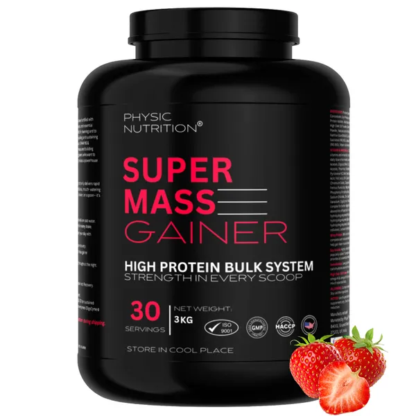 Physic_Nutrition_Super_Mass_Gainer_-_3Kg_|_High_Protein_Bulk_System_|_30_Servings_|_Strawberry_Flavour