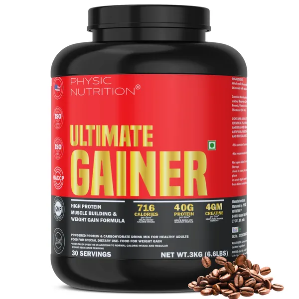 Physic_Nutrition_Ultimate_Gainer_3Kg_|_716_Calories,_40G_Protein,_04G_Creatine_|30_Servings|_Mass_Gainer_For_Weight_Gain_|_Coffee_Flavour