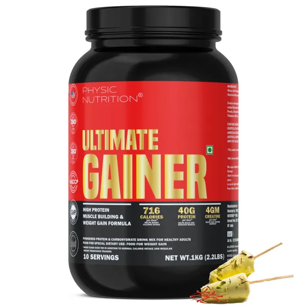 Physic_Nutrition_Ultimate_Gainer_1Kg_|_716_Calories,_40G_Protein,_04G_Creatine_|10_Servings|_Mass_Gainer_For_Weight_Gain_|_Kesar_Kulfi_Flavour