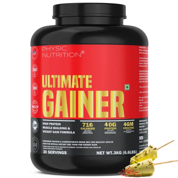 Physic_Nutrition_Ultimate_Gainer_3Kg_|_716_Calories,_40G_Protein,_04G_Creatine_|30_Servings|_Mass_Gainer_For_Weight_Gain_|_Kesar_Kulfi_Flavour