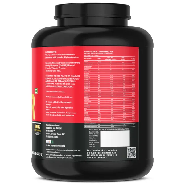 Physic_Nutrition_Ultimate_Gainer_3Kg_|_716_Calories,_40G_Protein,_04G_Creatine_|30_Servings|_Mass_Gainer_For_Weight_Gain_|_Vanilla_Flavour