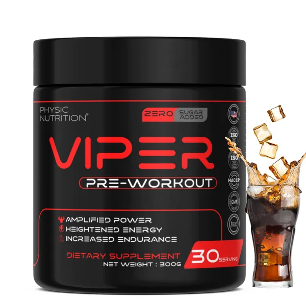 Physic_Nutrition_Viper_Pre-Workout_-_300G_|30_Servings|_Energy,_Focus_And_Performance_Formula_|_Workout_Booster_|_Cola_Flavor