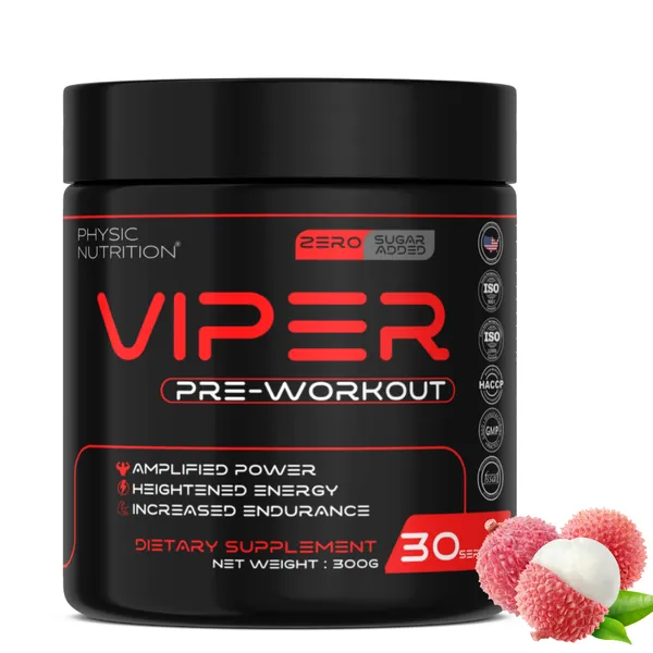 Physic_Nutrition_Viper_Pre-Workout_-_300G_|30_Servings|_Energy,_Focus_And_Performance_Formula_|_Workout_Booster_|_Litchi_Flavor