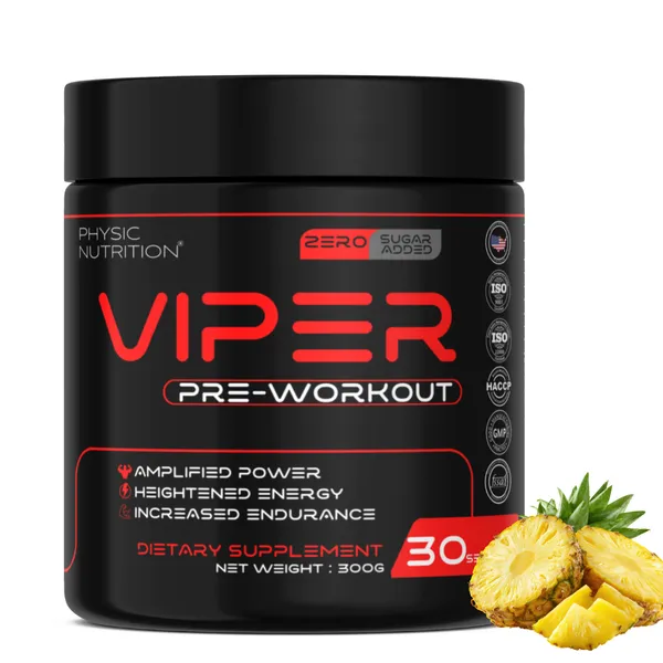 Physic_Nutrition_Viper_Pre-Workout_-_300G_|30_Servings|_Energy,_Focus_And_Performance_Formula_|_Workout_Booster_|_Pineapple_Flavor