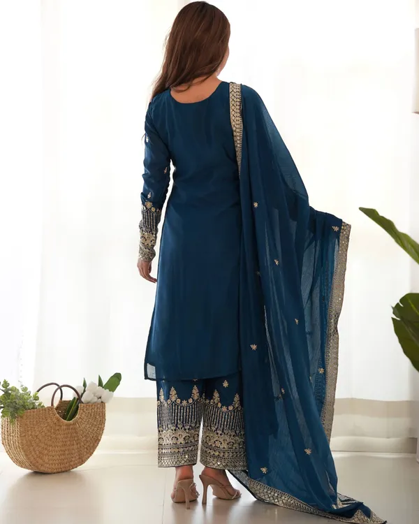 Teal_Blue_Cotton_Blend_Embroidered_Kurta_Set_With_Dupatta_For_Women