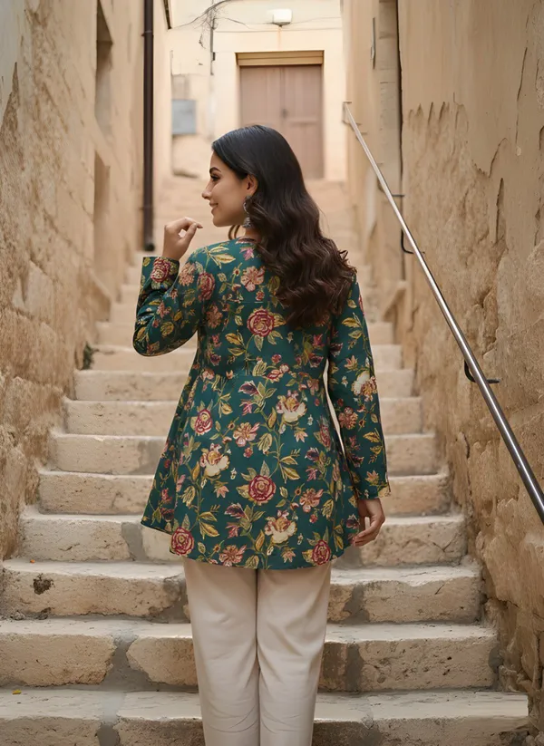 Green_Cotton_Peplum_Floral_Print_Top_For_Women