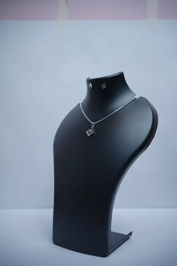 925_Sterling_Silver_Geometric_Floral_Pendant_&_Earrings_Set_For_Women