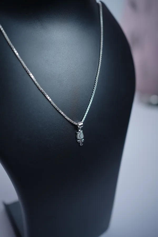 925_Sterling_Silver_Crystal_Leaf_Floral_Pendant_For_Women