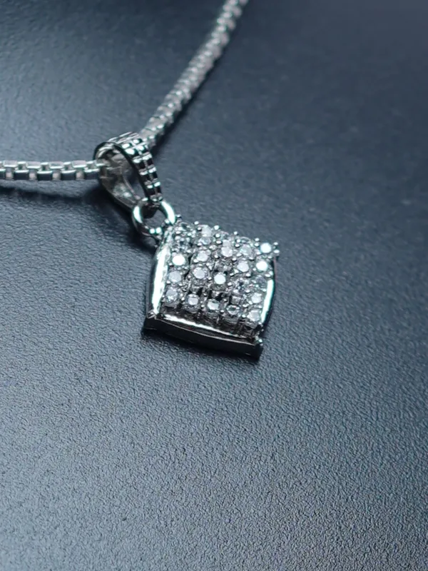 925_Sterling_Silver_Diamond_Shape_Pendant_And_Earrings_Set_For_Women