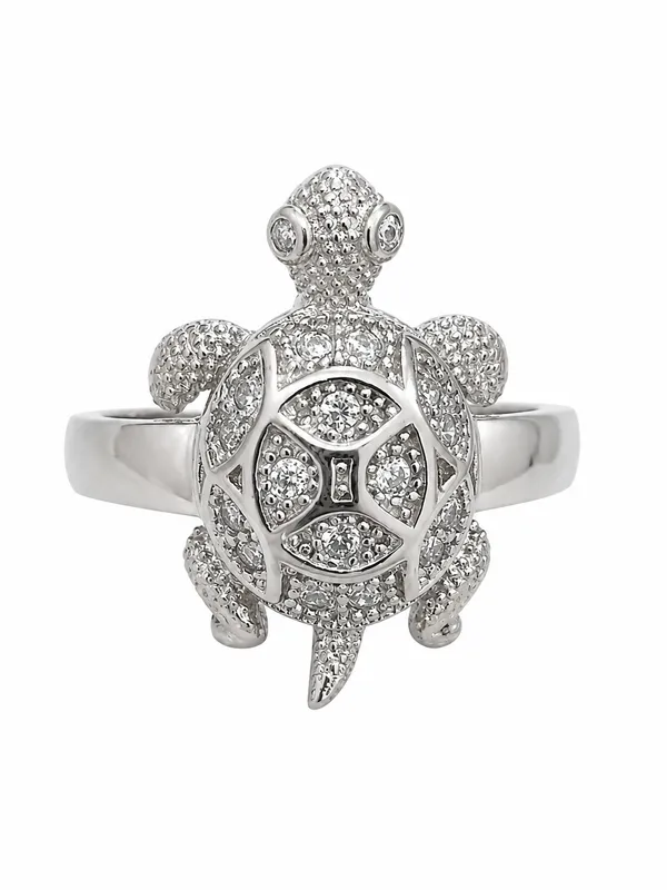 925_Sterling_Silver_Cz_Stone_Turtle_Ring_For_Men
