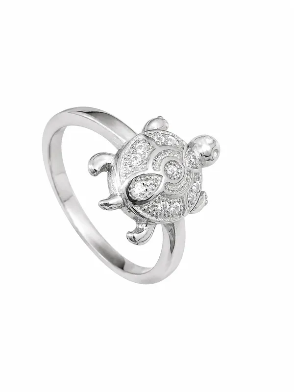 925_Sterling_Silver_Turtle_Design_Cubic_Zirconia_Ring_For_Women