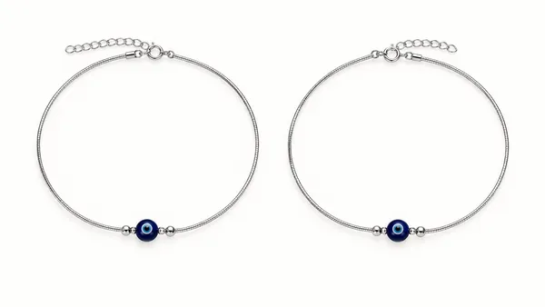 Silver_Tone_Evil_Eye_Bead_Anklet_Set_Of_2_For_Women