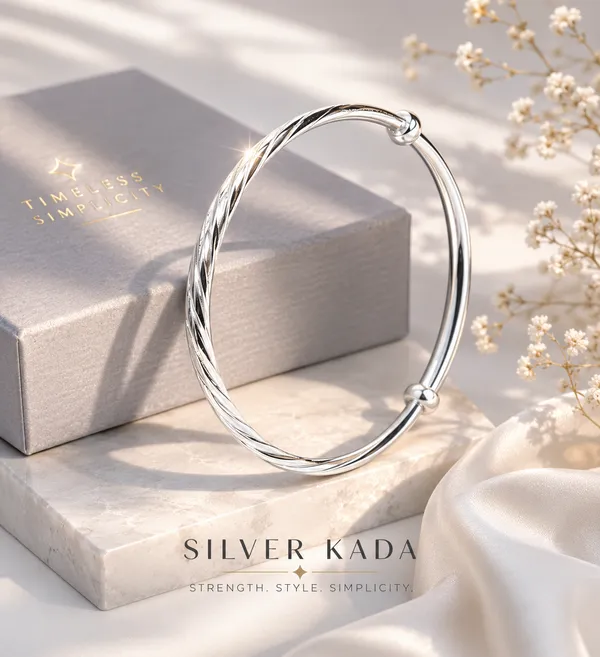 999_Pure_Silver_Twisted_Adjustable_Kada_For_Women