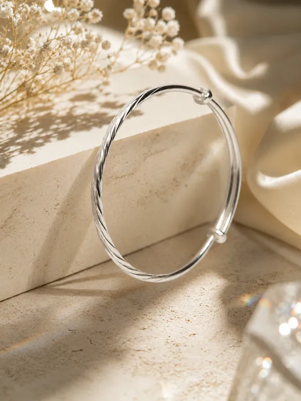 999_Pure_Silver_Twisted_Adjustable_Kada_For_Women