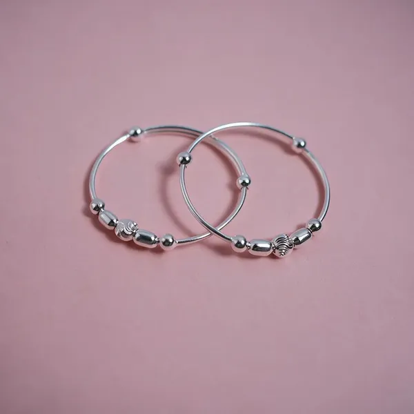 925_Sterling_Silver_Classic_Bead_Baby_Nazariya_Kada_Set_For_Kids