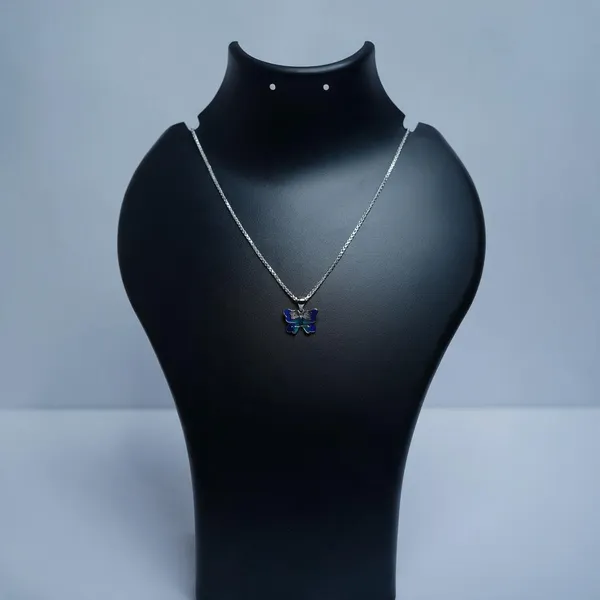 925_Sterling_Silver_Butterfly_Crystal_Enamel_Pendant_For_Women
