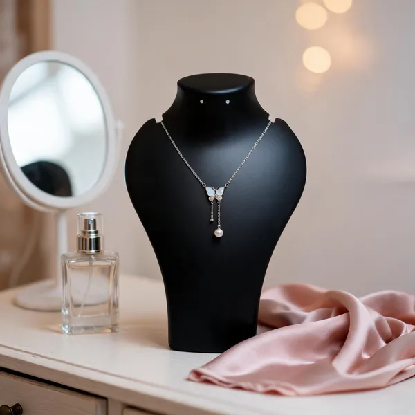 925_Sterling_Silver_Butterfly_Pearl_Drop_Pendant_With_Chain_For_Women