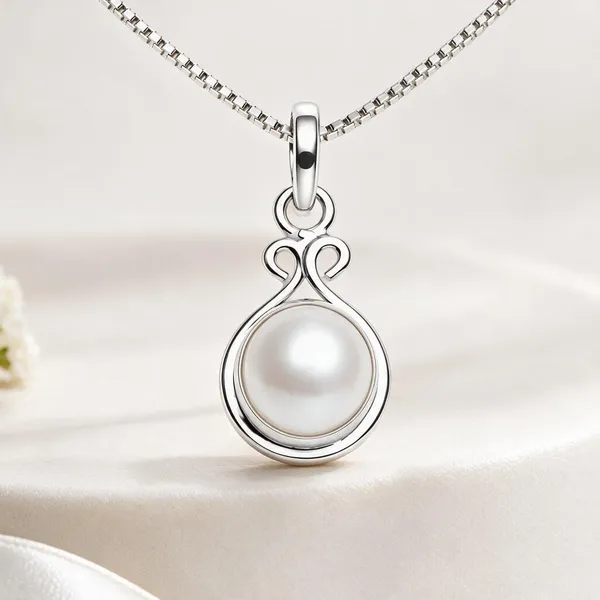 925_Sterling_Silver_Circular_Pearl_Drop_Charm_Pendant_For_Women